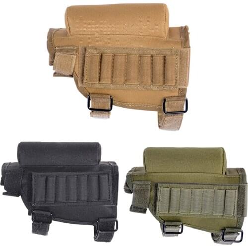 Outdoor Adjustable Tactical Butt Stock Rifle Cheek Rest Pouch Bullet Holder Nylon Riser Pad Ammo Cartridges Bag 19cm x 6cm x13cm