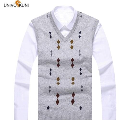 UNIVOS KUNI 2019 Mens Sweater Fashion Slim Spring and Autumn New Arrive Vest Plaid Casual High Quality 1803