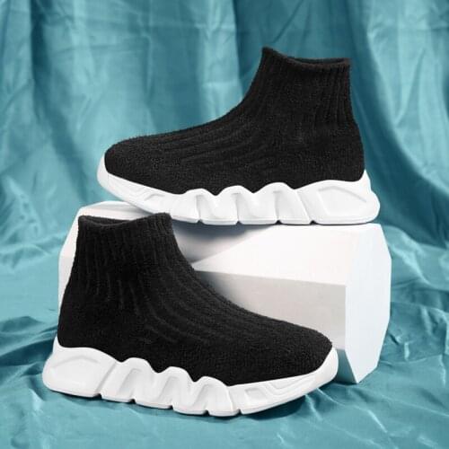 High Top Children Shoes Boys School Shoes Girls Kids Socks Shoes Black Designer Girls Boy Sport Running Sneakers Trainers Tenis