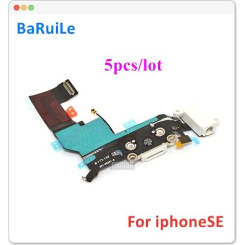 BaRuiLe 5pcs Charging Flex Cable For iPhone SE 5SE USB Charger Port Dock Connector With Mic Flex Headphone Audio Jack Parts