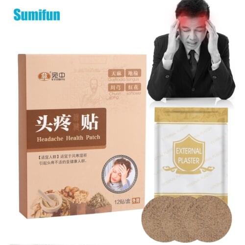 12Pcs/Box Headache Treatment Patch Relieve Dizziness Anxiety Relax Body Massage Health Care Chinese Herbal Medical Plaster