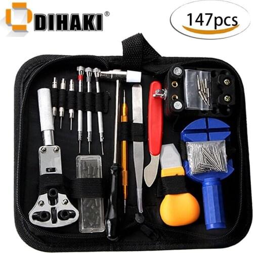 147pcs Watch Repair Tool Kit Watch Link Pin Remover Case Opener Spring Bar Opener Remover Watch Battery Replacement Tool Kit