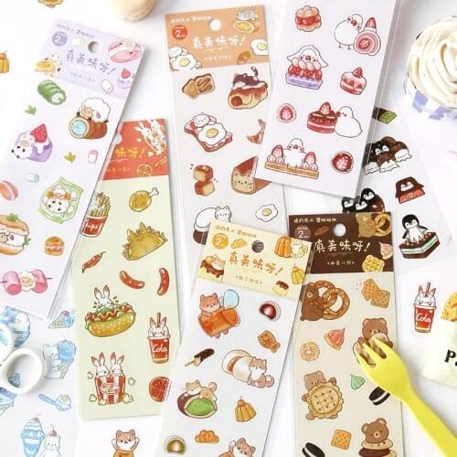 2 Sheets /Pack Kawaii Cartoon Animals DIY Stickers Decorative Scrapbooking Diary Album Stick Label