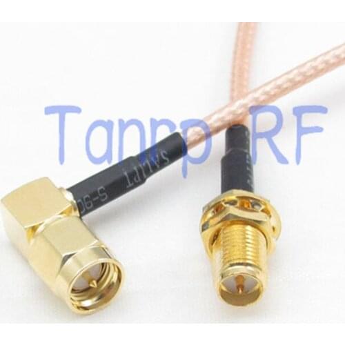 2PCS 20INCH SMA male plug right angle to RP-SMA female RF connector 50CM Pigtail coaxial jumper cable RG316 extension cable