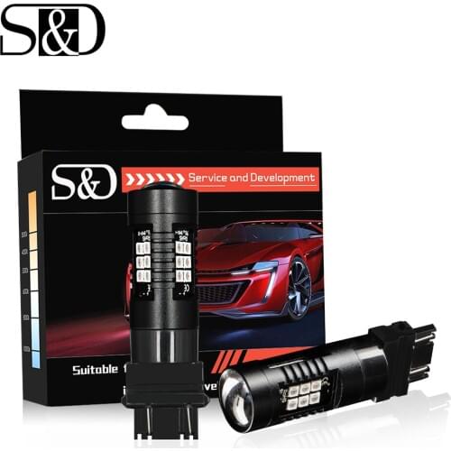 2pcs T20 3156 3157 LED Bulb P27W P27 7w LED Lamp 1200Lm White Red Amber Car Brake 12V 21SMD 3030