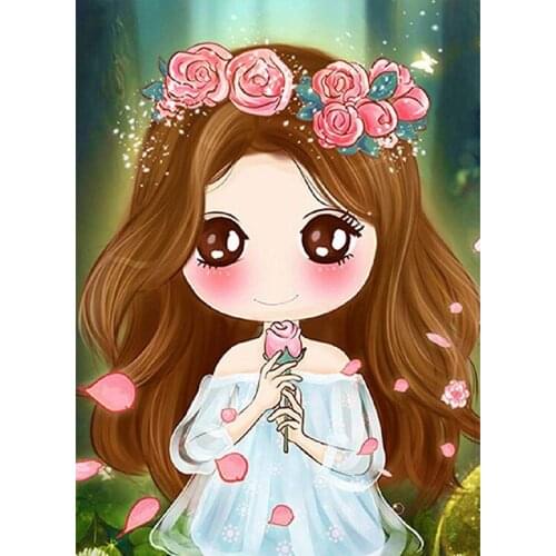 5D DIY Diamond Painting Kits Cartoon Little Girl Doll Princess Full Round With AB Drill Embroidery Mosaic Home Decor Gift Art