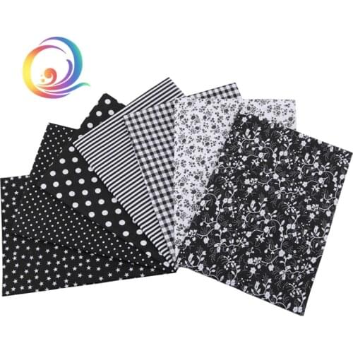 7 pcs Black Thin Cotton Fabric Patchwork For Sewing Scrapbook Cloth Fat Quarters Tissue For Quilting Needlework Pattern 50*50cm