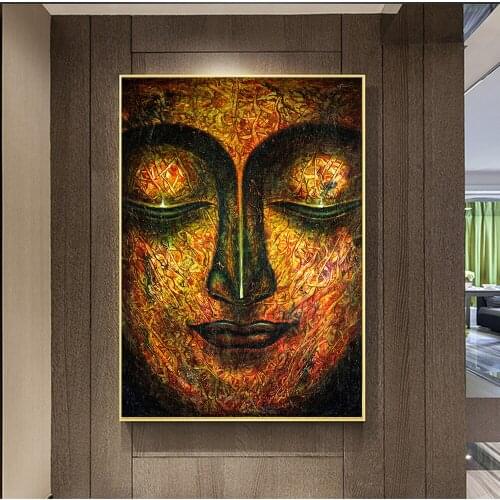 Abstract Buddha Face Canvas Art Paintings Buddhism Posters and Prints Modern Wall Art Pictures for Living Room NO FRAME