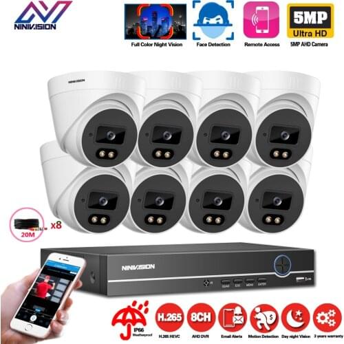 AHCVBIVN Full color night Vision IP66 5mp Dome onvif CCTV Analog Camera For 4k ahd Face Detection Remote monitoring DVR Recorder