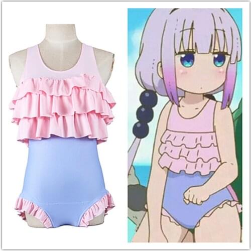 Anime Chi no Maid Dragon Anime Kanna Kobayashi Cosplay sexy swimsuit Kobayashis Dragon Maid Kanna Kamui swimsuit