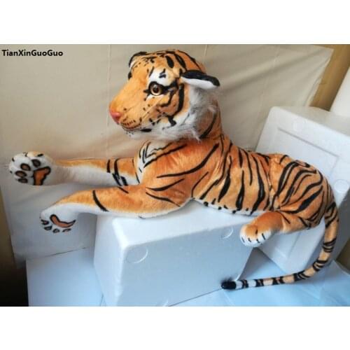 Large 75cm simulation yellow tiger plush toy soft doll throw pillow toy Christmas gift h2308