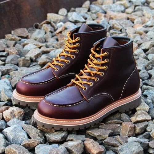 New Handmade Vintage Men Casual Boots Cow Leather Goodyear-Welted Ankle Boots Tooling Motorcycle Boots