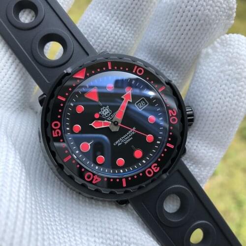 STEELDIVE Mens Dive Watches,Luxury Men Automatic Watch Mechanical Wristwatch Tuna 300m Waterproof Luminous Sapphire NH35 Black