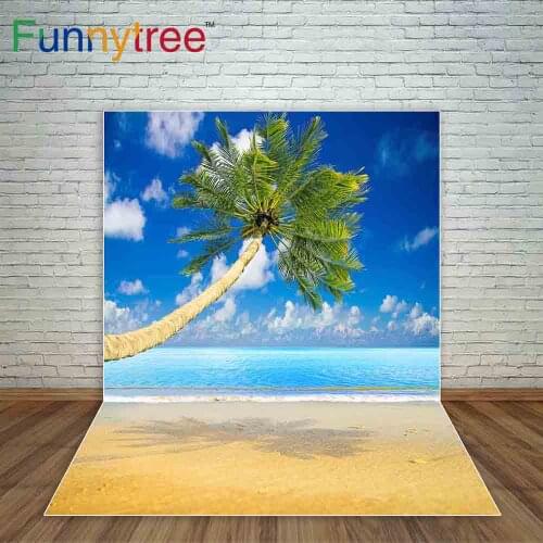 Funnytree photography backdropsThe sea Beach coconut tree summer tourism photocall photography studio funds