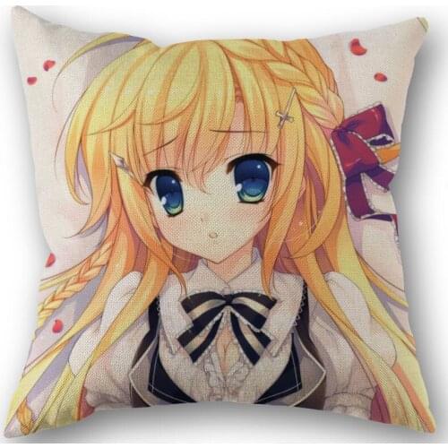 Custom Anime Girl Pillowcase Wedding Decorative Cotton Linen Pillow Case For Home Pillow Cover 45X45(One Sides)