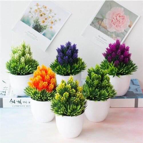 Artificial Potted Plant Ornaments Simulation Plant Figurines Decoration DIY Fairy Garden Fake Potted Bonsai Desktop Home Decor