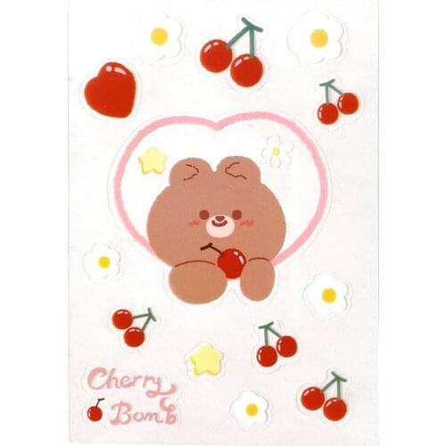 Kawaii Ccartoon Bear Rabbit Stickers DIY Mobile Phone Account Decoration Stickers Transparent PET Waterproof Stationery Stickers