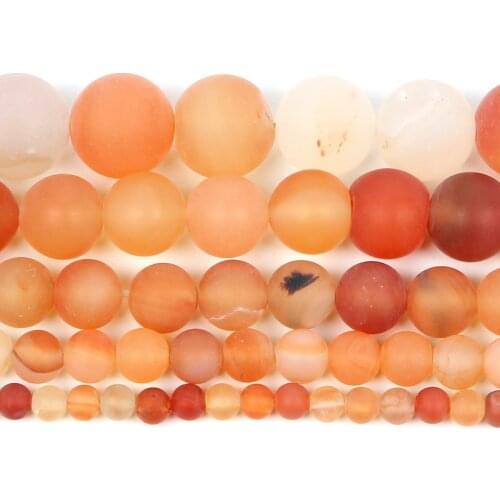 Natural Stone Frosted Gem Red Agates Onyx Charm Round Loose Beads For Jewelry Making Needlework Bracelet Diy Strand 4-12 MM