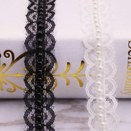 1Yards Lace Trim Black And White Beaded Lace Wedding Dress Ribbon 2cm Guipure High Quality Beaded Lace Fabric Ribbons Craft QA19