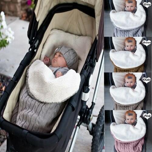 Lioraitiin Swaddle Wrap Baby Blanket Newborn Infant Knit Crochet Cotton Sleeping bag Hooded