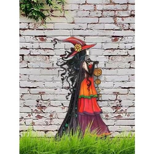 HOT SALE Halloween Metal Witch Garden Lawn Sexy Witch Sign Halloween Metal Witch Yard Garden Decor Home Decoration Accessories