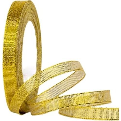 6mm Metal Glitter Gold/Silver Riobbons for Wedding Party Gift Wrapping Christmas Halloween Festival Supplies DIY Crafts Ribbon