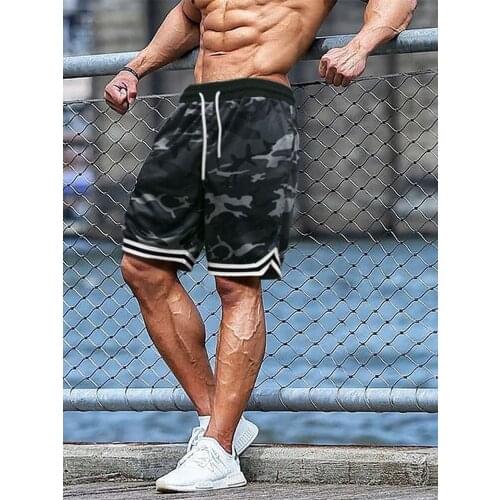 Mens Fitness Shorts Mesh Breathable Basketball Running Sport Casual Pants Moisture Absorption Sweat Camouflage Sweatpants