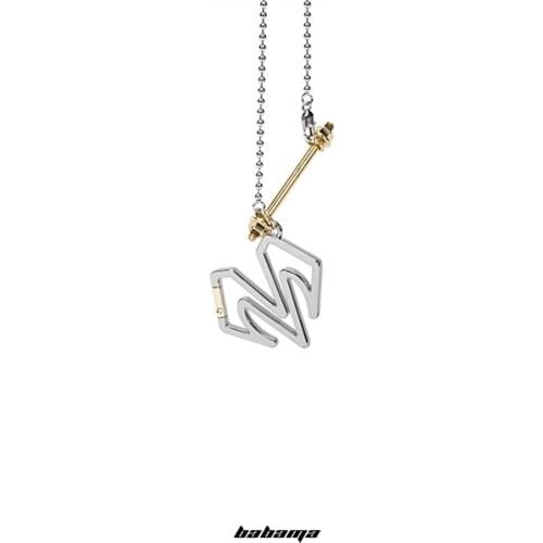 Babama2021 mens Necklace Fashion Design Pendant male niche brand hip hop M letter birthday gift female