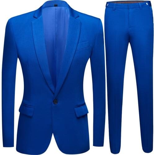 Male Wedding Dress Royal Blue Mens suits Blazer Suits Evening Club suit 2 pieces (Jacket+Pants)