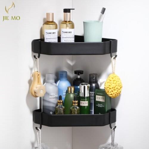 Black bathroom corner rack toilet wall triangle toilet shower room corner storage shampoo holder shelf space aluminum material