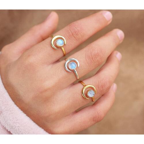 New 925 Silver Moonstone Ring Moonstone Opening Adjustable Ladies Ring Wedding Birthday Gift Resizable Rings for Women