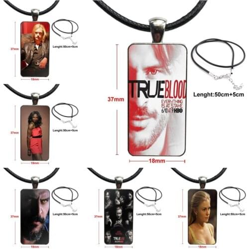 Glass Cabochon Pendant Necklace Rectangle Fashion Necklace For Women Gifts Boy Us Tv Series True Blood Eyes