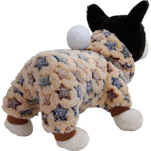 Dog Pajamas Soft Fleece Jumpsuit Winter Warmer Hoodie Clothes Small Puppy Coat Jacket Chihuahua Costume Home Pet Apparel