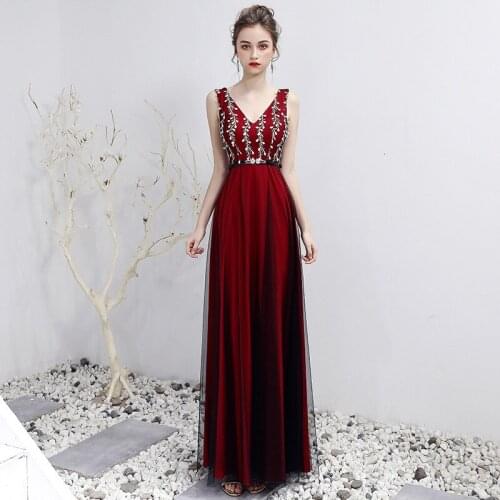 Wine Red Sexy Evening Dresses Qi Pao Women Chinese Traditional Clothing Dress Qipao Promotion Oriental Style Party Gown Host