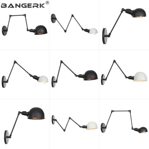 Industrial Long Arm LED Wall Light Vintage Loft Iron Sconce Wall Lights Band Switch Bedside Wall Lamp Home Decor Lighting