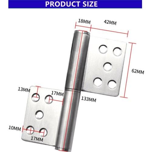 RONGYAO 304 Stainless Steel Flag Shape Detachable Door Hinge 5 Inch for Aluminum Doors Bathroom Removable Door Hinge 2pcs