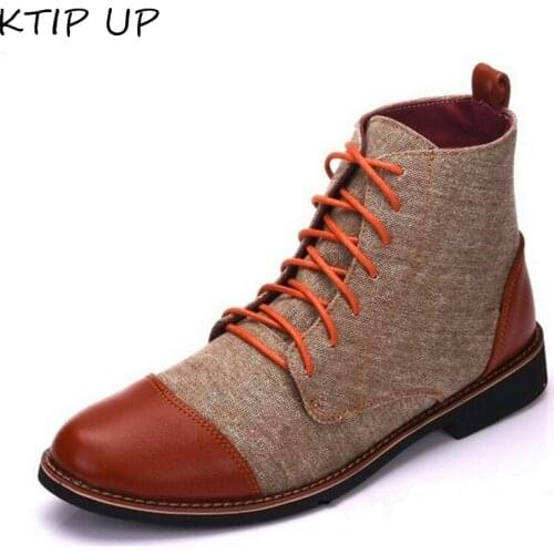 Spring Autumn Plus Size Boots For Men Fashion High Quality Casual Lace Up Canvas Ankle Boots Breathable Non-slip Boots Men Shoes