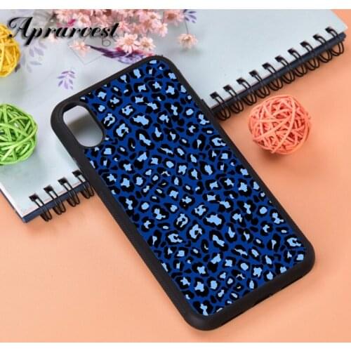 Aprarvest Blue Cheetah Silicone Rubber Phone Case Cover For iPhone 6 6S 7 8 PLUS X XS XR 11 12 MINI PRO MAX