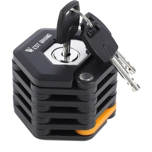 Foldable Bicycle Lock Strong Security Hamburg-Lock Anti-theft Bike Foldable Lock Mount Bracket Bike Chain Lock with Three Keys