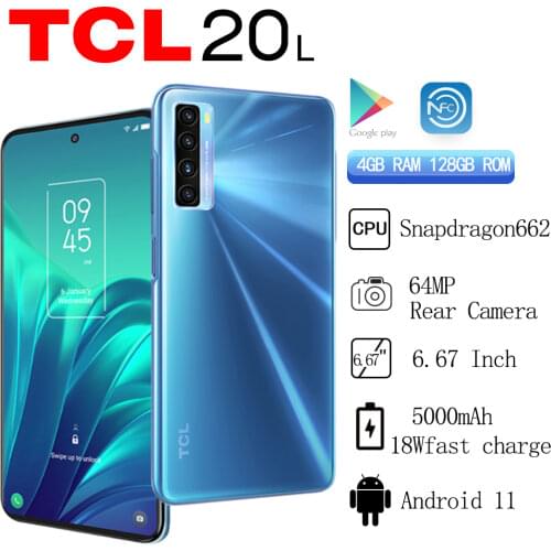 Original TCL 20L Smartphone 4GB RAM 128GB ROM Snapdragon662 6.67" FHD+ Display 48MP Quad Camera 5000mAh Battery 18W Charge NFC