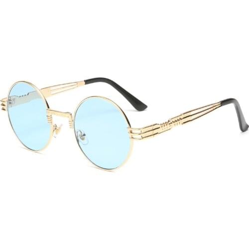 Punk Round Frame Metal Temple Sunglasses Women 2021Luxury Brand Design Gradient Female Glasses Men Vintage Shades Eyewears UV400