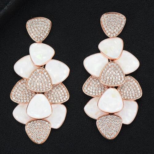 Soramoore Hot Top Opal CZ Luxury Bride Wedding Pendant Earrings Shiny Fashion Noble Ladies Party Show Earring Jewelry Handmade