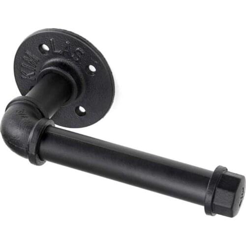 Heavy Duty Rustic Industrial Pipe Toilet Paper Holder Vintage Wall Mounted Kit