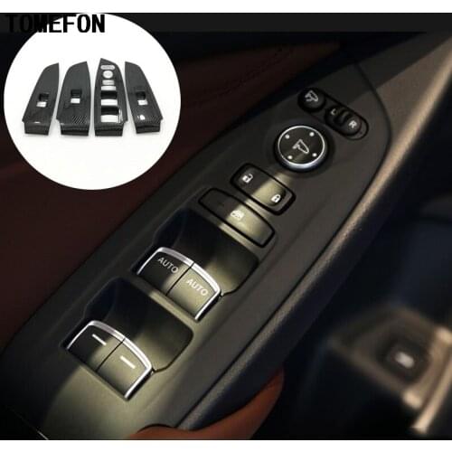 TOMEFON For Honda Accord 10th 2018 2019 LHD ABS Carbon Style Car Interior Door Window Lift Switch Panel Covers Trim 4pcs