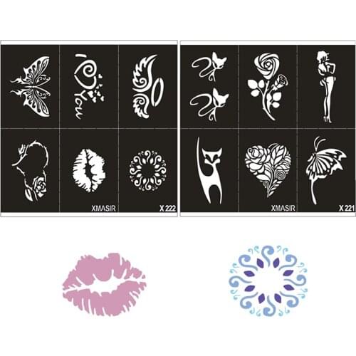 Air brush Glitter Tattoo Stencil Cat Angel Heart Flower Butterfly Cute Drawing Templates, Woman Female Airbrush Tattoo Stencils
