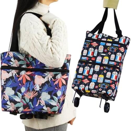 High Quality Folding Shopping Bag On Wheels Bag Food Shopping Organizer Trolley Bag Fruit Vegetables Bag Shopping Cart Organizer