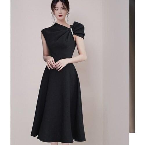 ZAWFL 2020 New Fashion Sexy O Neck Bow Details Sleeveless A-Line Women Office Wearing Solid Party Club Dress