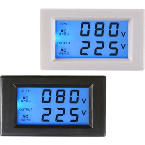 1pcs Voltmeter AC 80V-500V Dual display LCD voltmeter ammeter blue backlight digital tool AMP ammeter D85-2020 Black and White