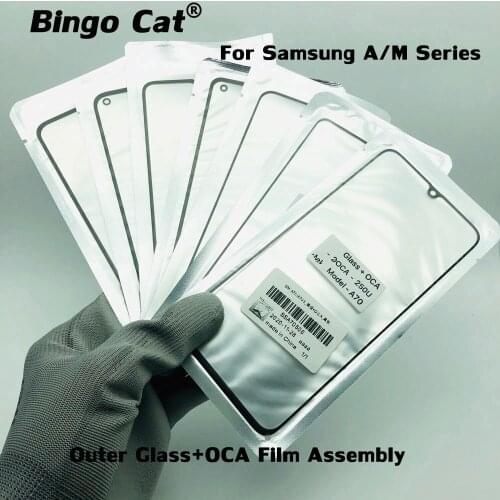 10pcs Original Front Outer Glass With OCA Glue Film For Samsung Galaxy A80 A70 A20 M20 A50 A51 A71 A11 Cracked Screen Repair