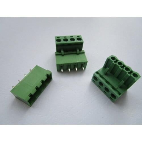 120 Pcs Close Straight 4 pin/way Pitch 5.08mm Screw Terminal Block Connector Green Color Pluggable Type With Straight pin
